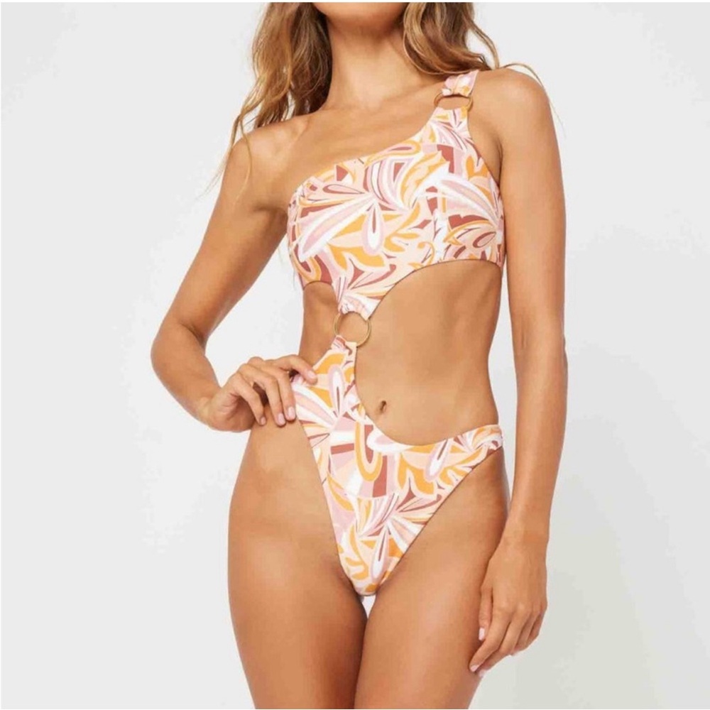 L*Space Tessa One Shoulder Cutout One Piece Swimsuit Size S Psychedelic NEW